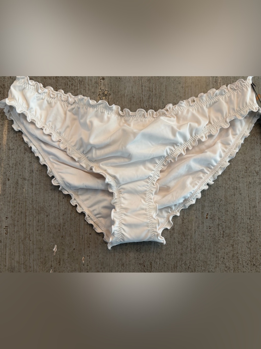Victoria's Secret White Ruffle Trim Bikini Bottoms